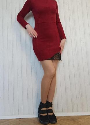 Платье замшевое в бордовом цвете размер s4 фото