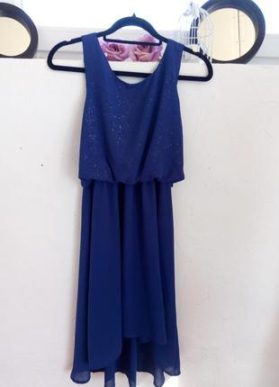 Вечернее синее платье миди tokio doll р 10