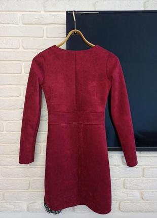 Платье замшевое в бордовом цвете размер s6 фото