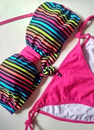 75в/70с/80а-в рр 10-12 новый великолепный купальник в полоску на чашку в, любой обьем