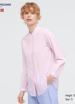 Пудровая невесомая хлопковая рубашка от ines uniqlo
