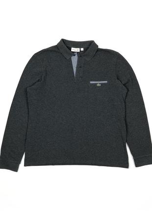 Lacoste xl серый лонгслив поло с длинным рукавом кофта