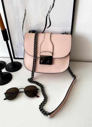 Кожаная розовая летняя маленькая сумка кроссбоди в стиле фурла, италия2 фото