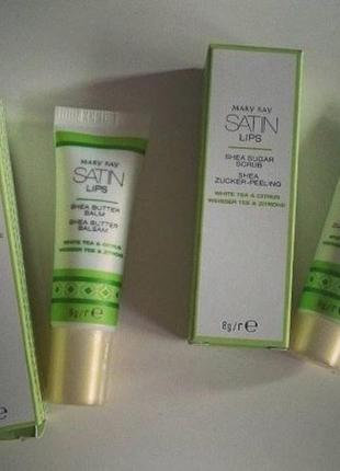 Mary kay система по догляду за губами з маслом ши satin lips білий чай і цитрус