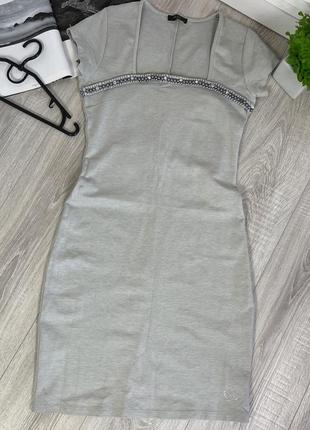 Iicel платье серое нарядное без рукавов с квадратным вырезом 40 london италия3 фото