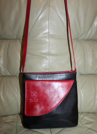 Фірмова сумка через плече з натуральної шкіри vera pelle , італія1 фото