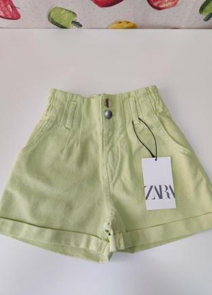 Джинсовые шорты с завышенной талией zara