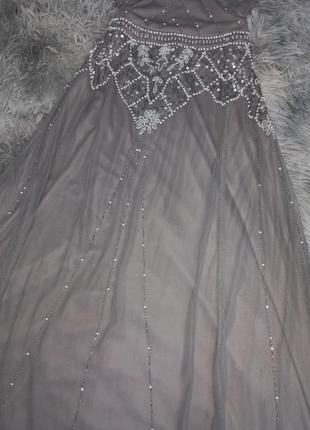 Шикарное вечернее выпускное нарядное платье расшитое бисером 💎4 фото