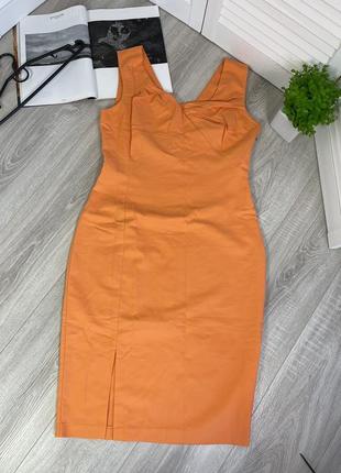 Платье миди короткое оранжевое sophene 42 италия2 фото