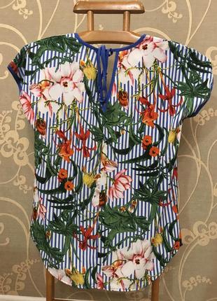 Нереально красивая и стильная брендовая блузка в полоску и цветах 20.2 фото