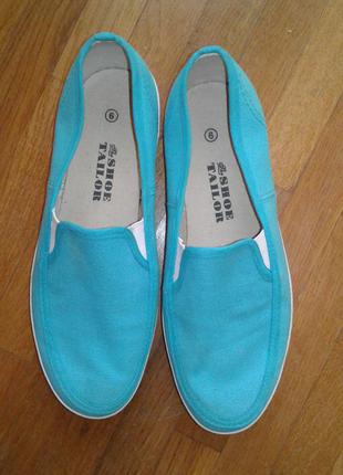Нові текстиль/бавовна бірюзові сліпони the shoe teylor 39р