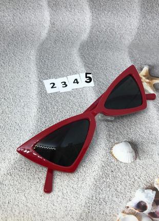Модні червоні ретро-окуляри з чорними лінзами к. 23454 фото