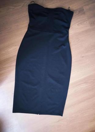 Платье черное миди с розрезом1 фото