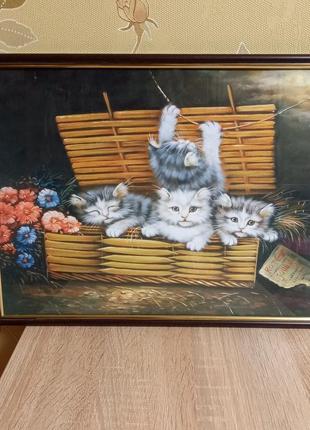 🖼 картина "кошенята" на полотні 🐈2 фото