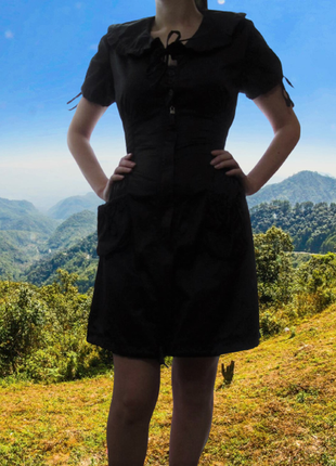 Черное платье-халат на молнии р.38(s/m)2 фото