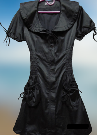 Черное платье-халат на молнии р.38(s/m)4 фото