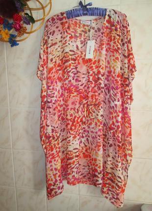 Шикарна брендовий плажная туніка накидка парео у леопардовий принт justfab 🍒👙🍒