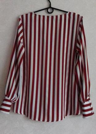 Блузка в смужку з довгими рукавами / вільна блуза з пишними рукавами5 фото
