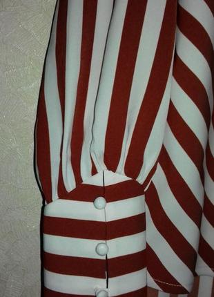 Блузка в смужку з довгими рукавами / вільна блуза з пишними рукавами4 фото