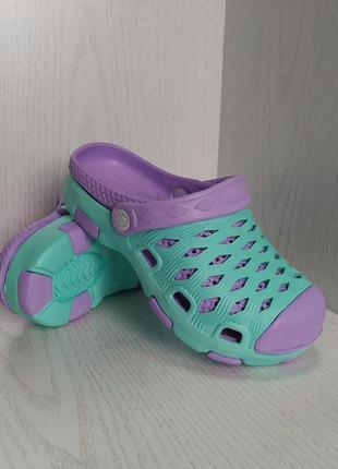 Кроксы,сабо детские  подростковые фиолетово-бирюзовые для девочки 26р.-4 фото