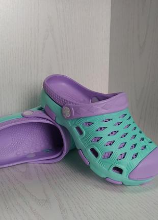 Кроксы,сабо детские  подростковые фиолетово-бирюзовые для девочки 26р.-10 фото