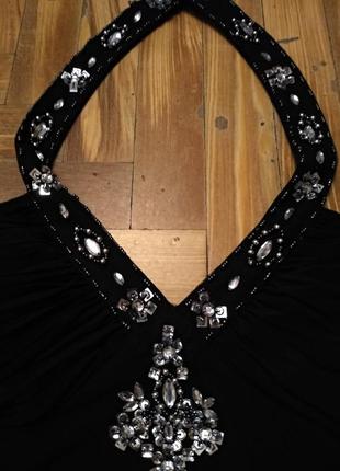 Изящное  черное платье в пол расшито камнями и бисером. размер 12-144 фото