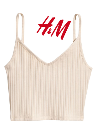 Трендовый укороченный топ трикотаж на бретелях в идеальном состоянии 🖤h&m🖤