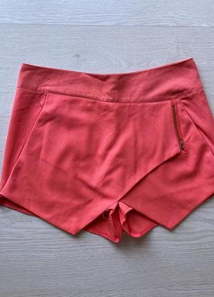 Коралловые шорты юбка гламурные