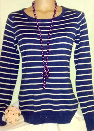 Коттоновый синій в смужку світшот,джемпер,44-48разм.,mim