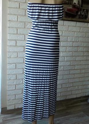 Длинный сарафан ,платье  с открытыми плечами в полоску s2 фото