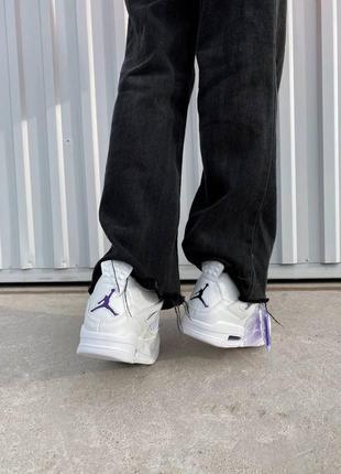 Air jordan 4 retro white/violet білі кросівки джордан з фіолетовими вставками8 фото