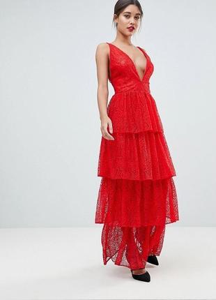 Платье ажурное missguided красное3 фото