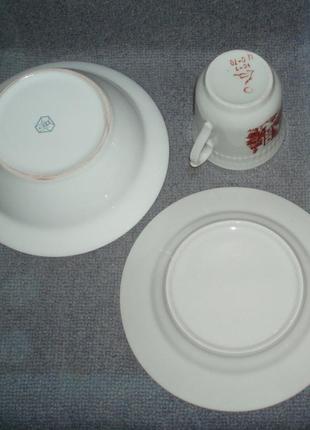 Фарфор тріо дитячого посуду тарілка, чашка деколь, зроблено в україні.6 фото