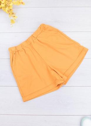 Стильні жовті помаранчеві короткі вільні спортивні шорти1 фото