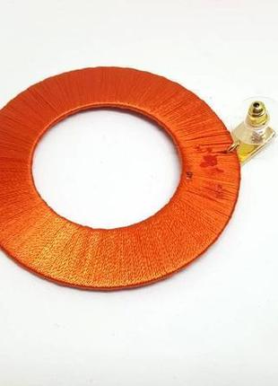 🍊 яскраві помаранчеві сережки - гвоздики, обплетені ниткою від aldo оригінал з сайту asos 🍊8 фото