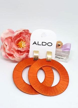 🍊 яскраві помаранчеві сережки - гвоздики, обплетені ниткою від aldo оригінал з сайту asos 🍊6 фото