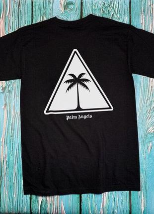 Мужская футболка palm angels, черная с белым принтом молодежная хорошего качества2 фото
