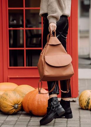 Мега трендовий, коричневий стильний рюкзак-сумка трансформер5 фото