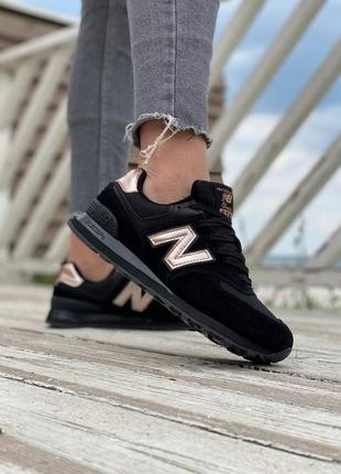 Жіночі кросівки new balance 574 black/gold