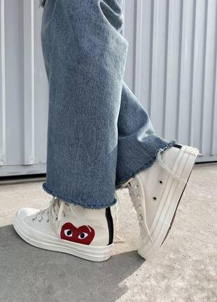 Converse comme garcons beige високі кеди конверси бежеві з сердечком 💞