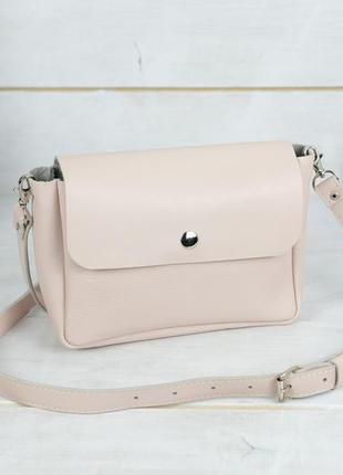 Кожаная женская сумка розовая, бежевая, розовая, пудровая, светлая7 фото