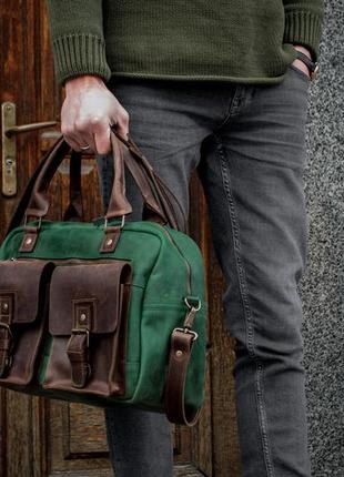 Кожаный мужской саквояж, деловая мужская сумка1 фото