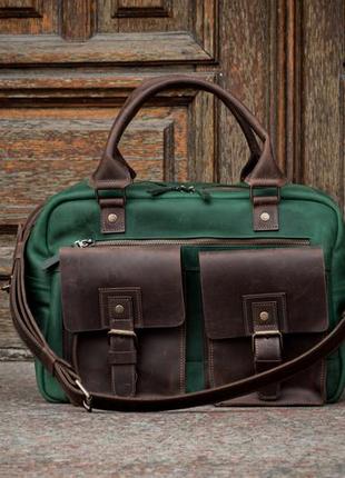Кожаный мужской саквояж, деловая мужская сумка4 фото
