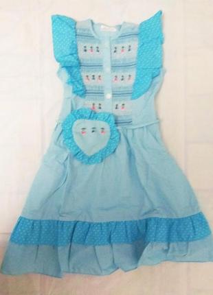 Голубое платье с рюшами2 фото