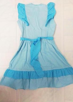 Голубое платье с рюшами3 фото