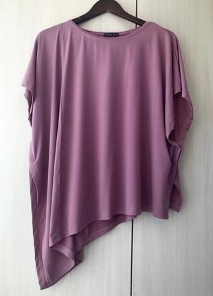 Рожева блузка з асиметричним краєм zara oversize / m-xxl