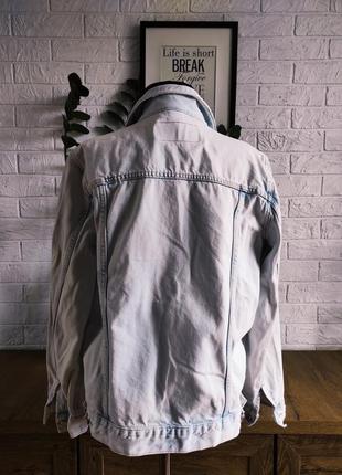 Джинсовая мужская куртка h&m ,светло-голубая, с потертостями, хлопок, р.36-42,m4 фото