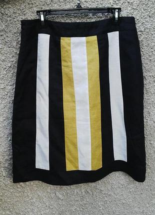 Юбка лен на подкладке летняя льняная с рисунком принтом