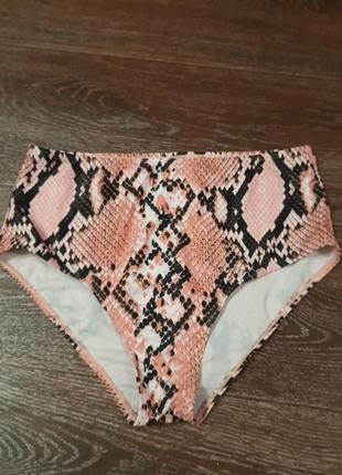 Shein р.m красивые  высокие купальные трусики змеиный принт