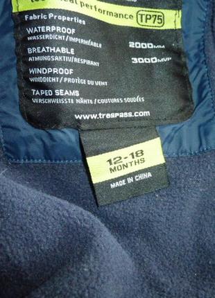 Trespass утепленный дождевик, комбинезон на 12-18 мес на флисе